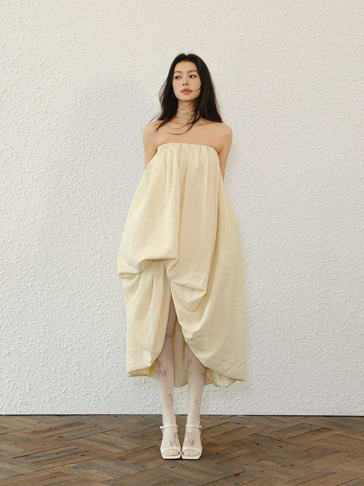 FU FRESH UP Resort Asymmetrical Pleated A Line Women&