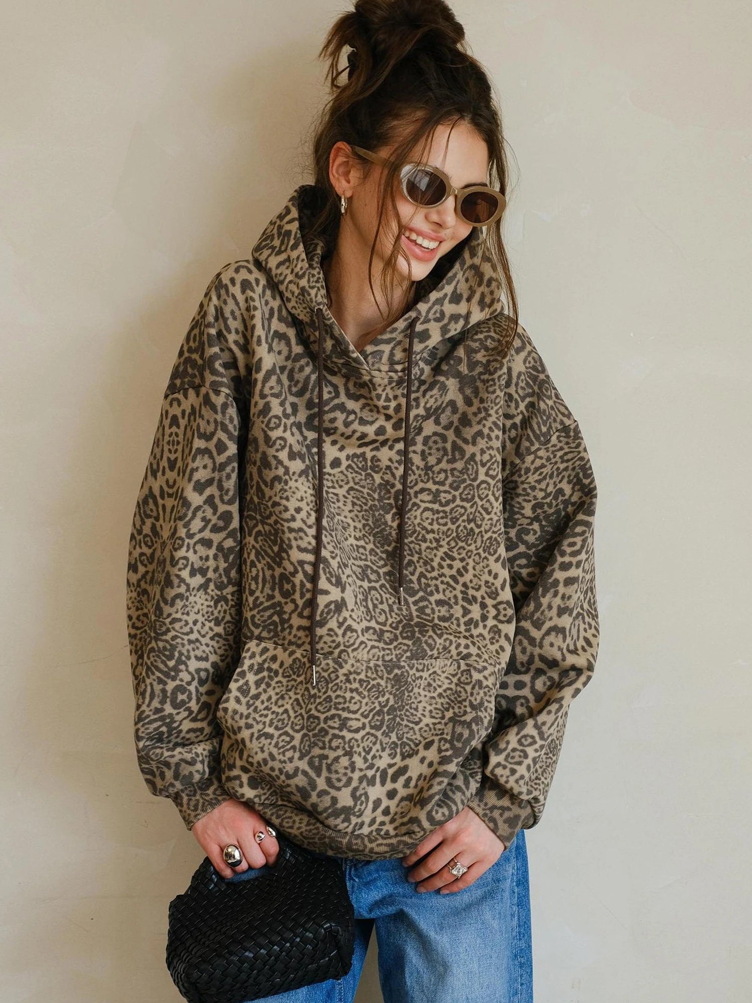 FU FRESH UP Retro Animal Print Hoodie And Jogger Set