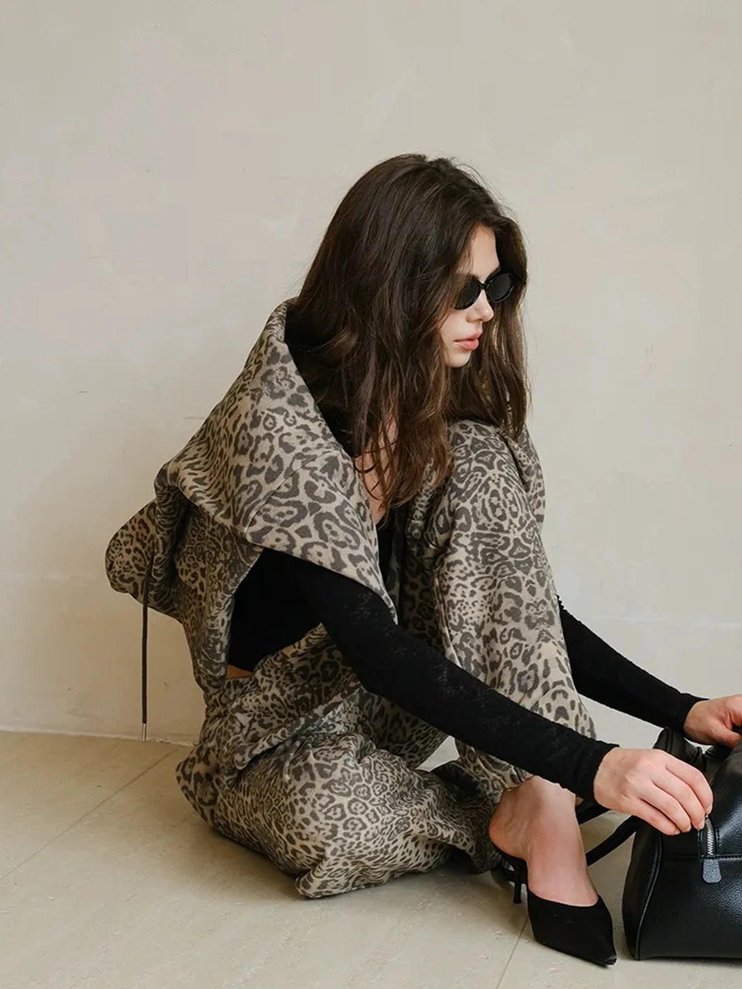 FU FRESH UP Retro Animal Print Hoodie And Jogger Set
