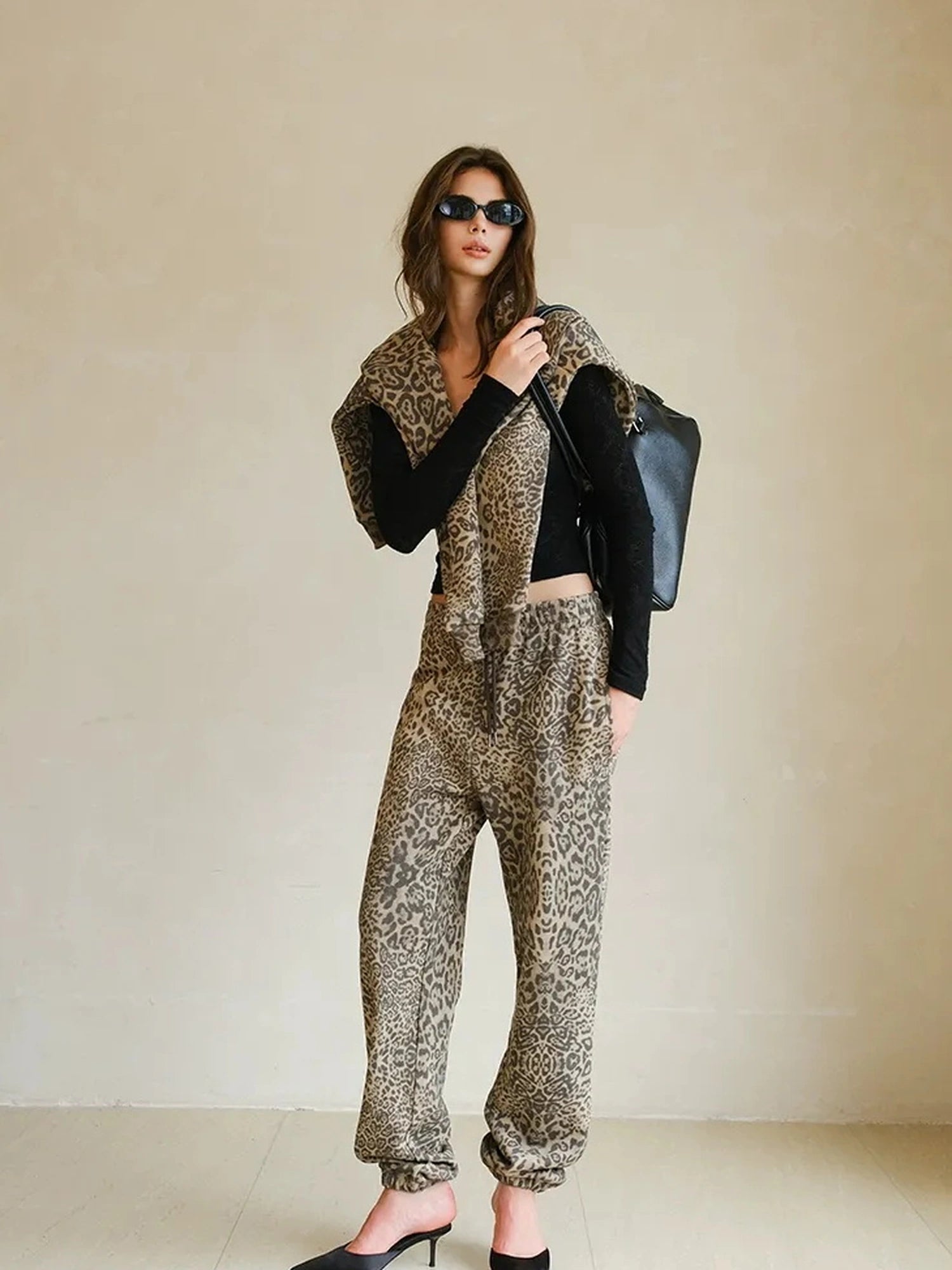 FU FRESH UP Retro Animal Print Hoodie And Jogger Set