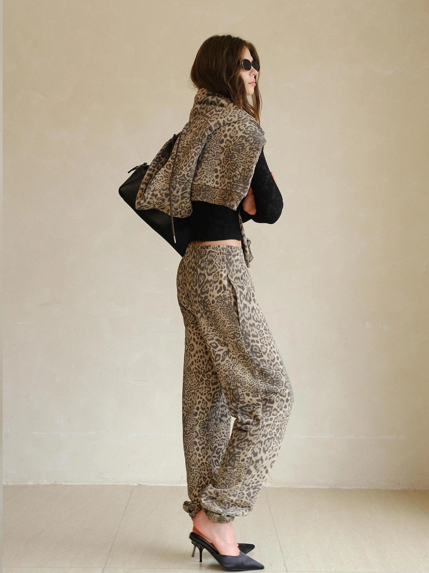 FU FRESH UP Retro Animal Print Hoodie And Jogger Set