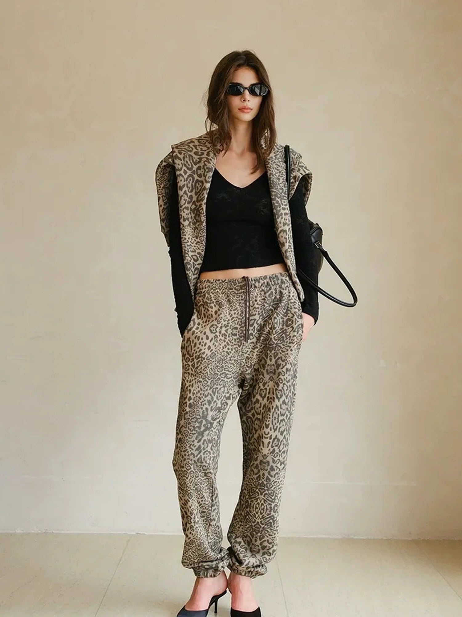 FU FRESH UP Retro Animal Print Hoodie And Jogger Set