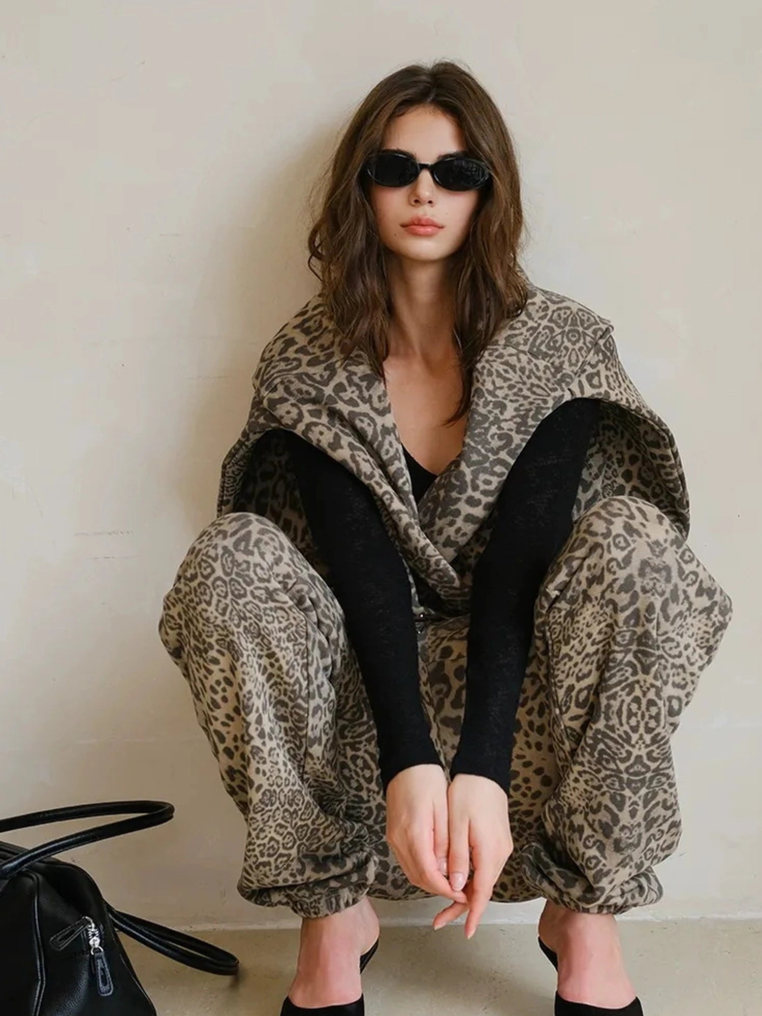 FU FRESH UP Retro Animal Print Hoodie And Jogger Set
