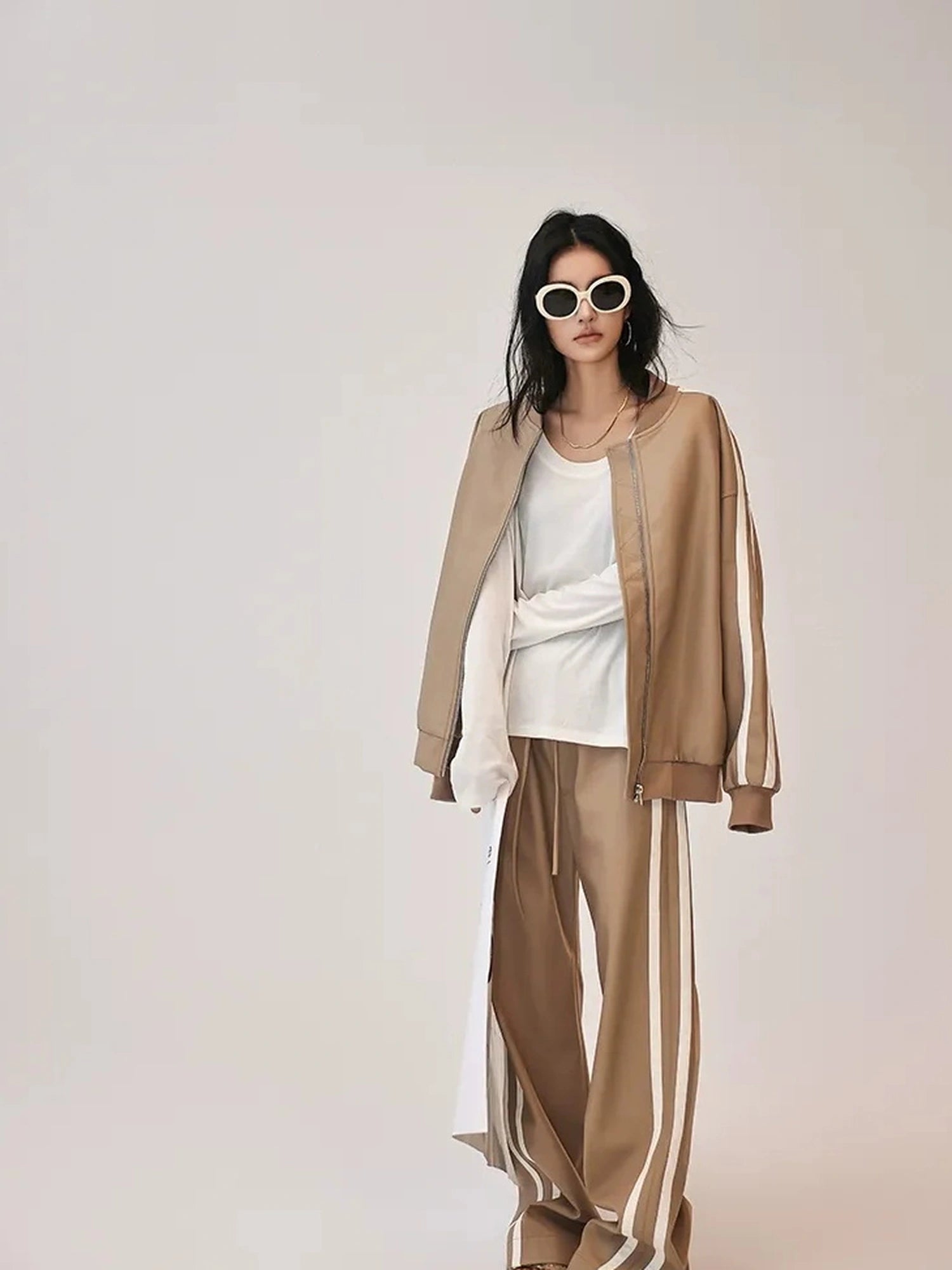 FU FRESH UP Retro Color Block Pu Straight Leg Pants