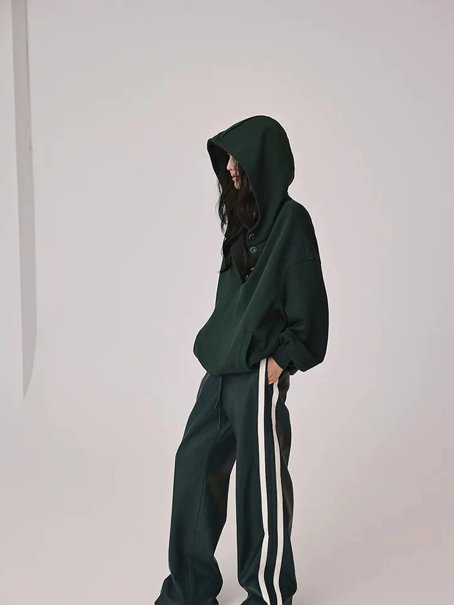 FU FRESH UP Retro Color Block Pu Straight Leg Pants
