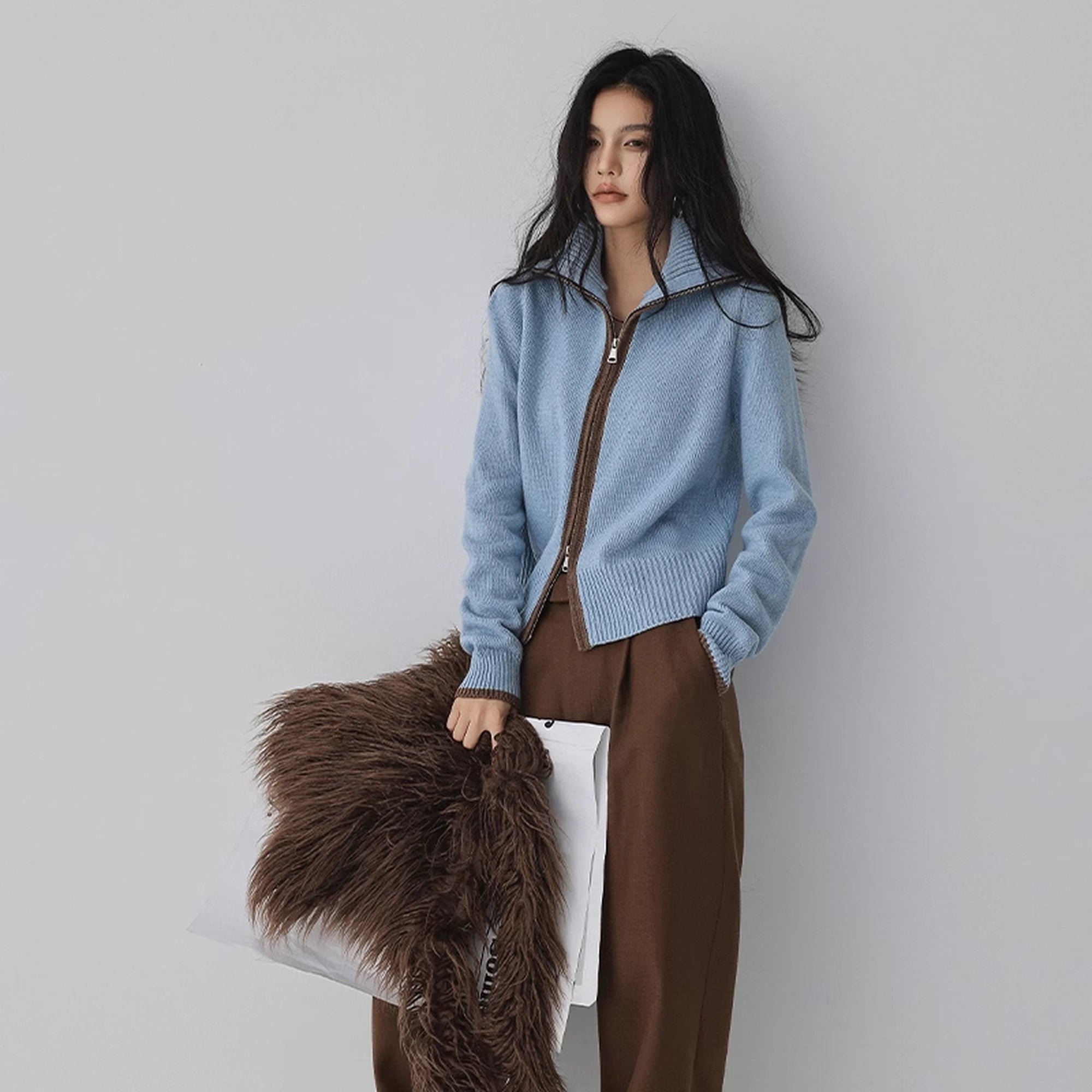 FU_FRESH_UP_Retro_Color_Block_Zip_Up_Wool_Cardigan_MISSTT
