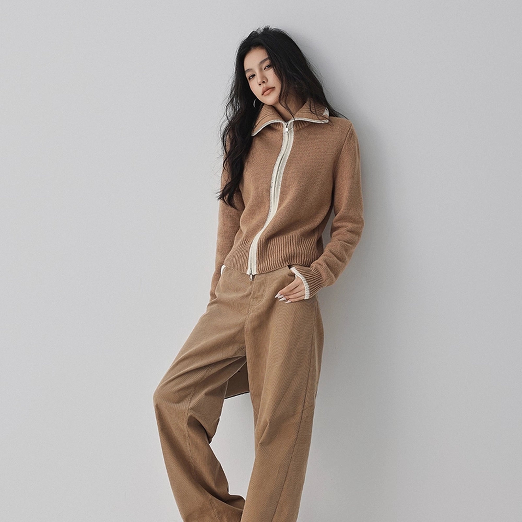 FU_FRESH_UP_Retro_Color_Block_Zip_Up_Wool_Cardigan_MISSTT