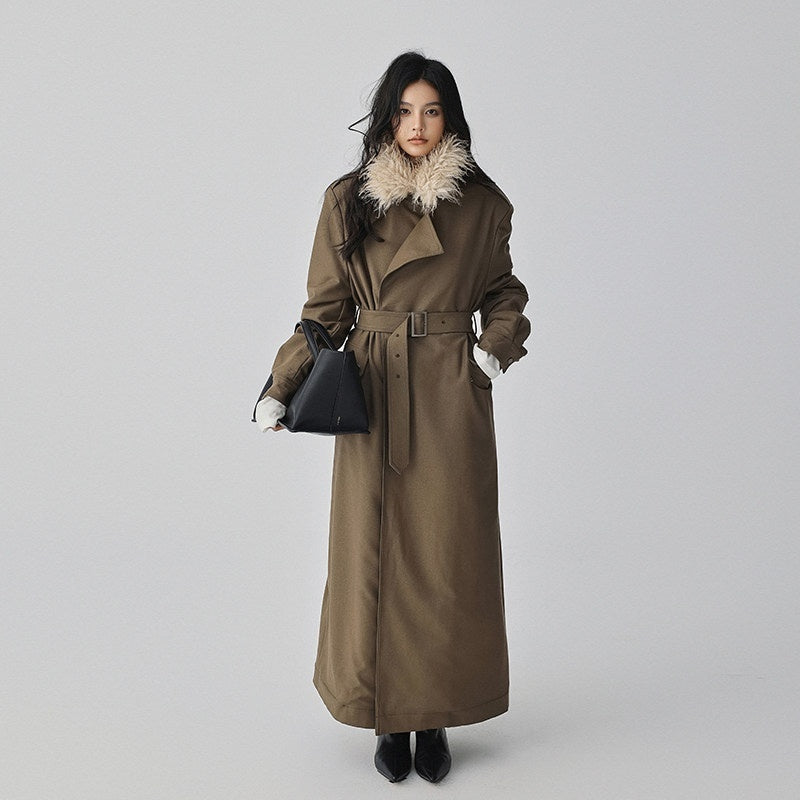 FU_FRESH_UP_Retro_Fur_Collar_Patchwork_Waist_Tie_Women&