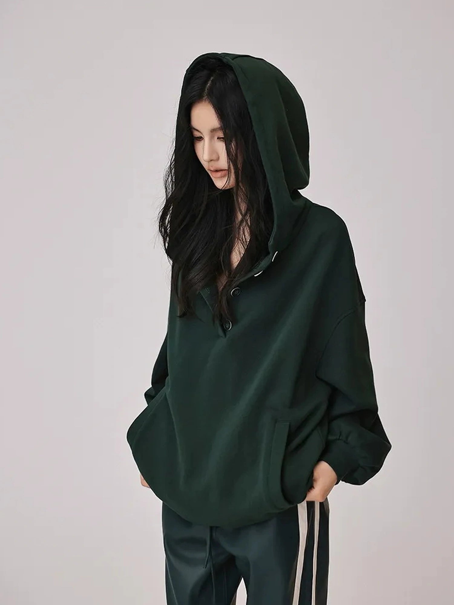 FU FRESH UP Retro V-neck Hooded Sweatshirt