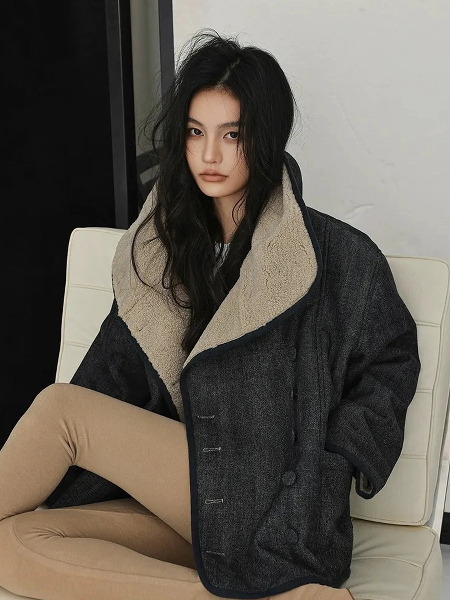 Retro Wool Collar Denim Jacket