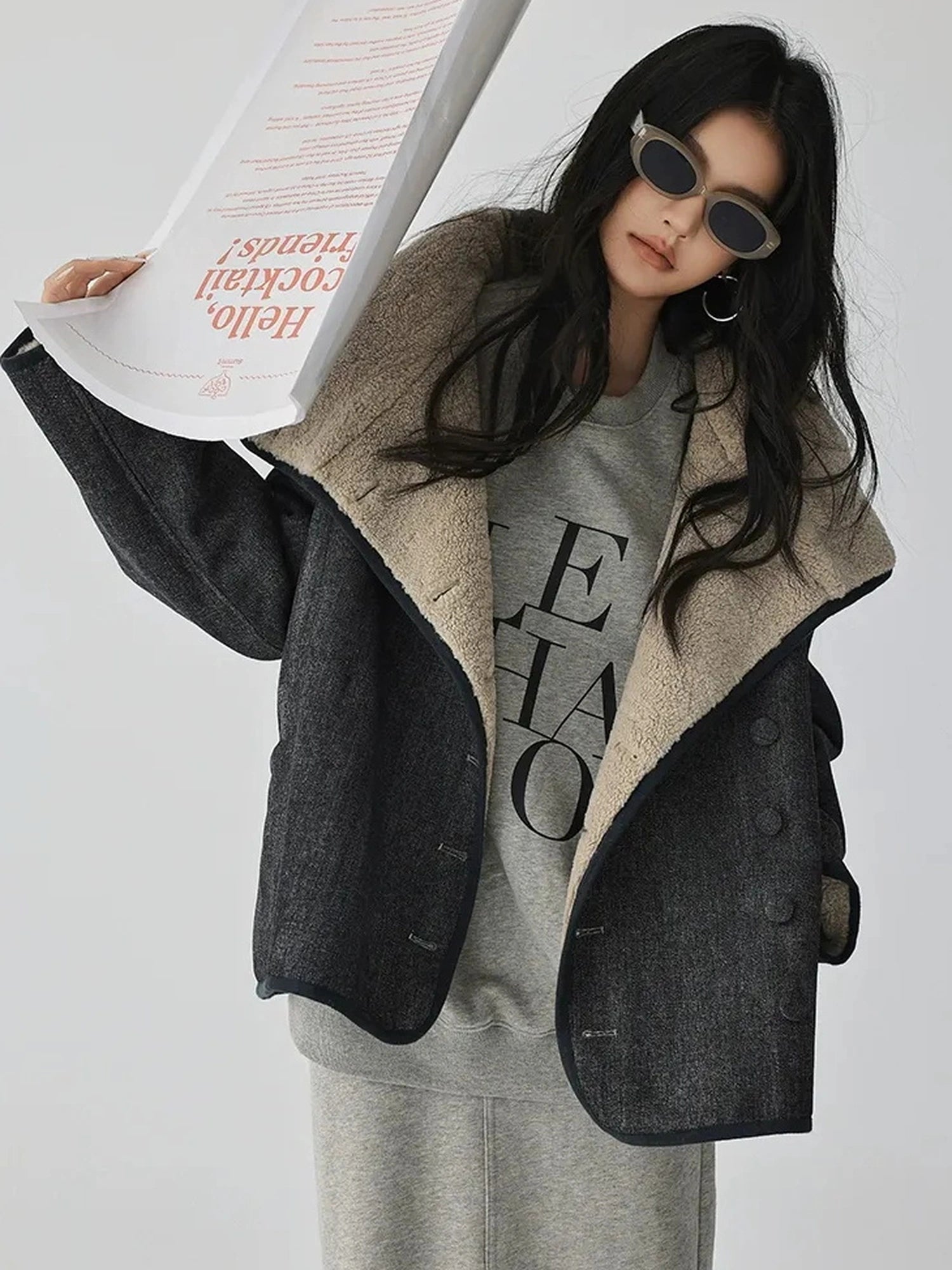 Retro Wool Collar Denim Jacket