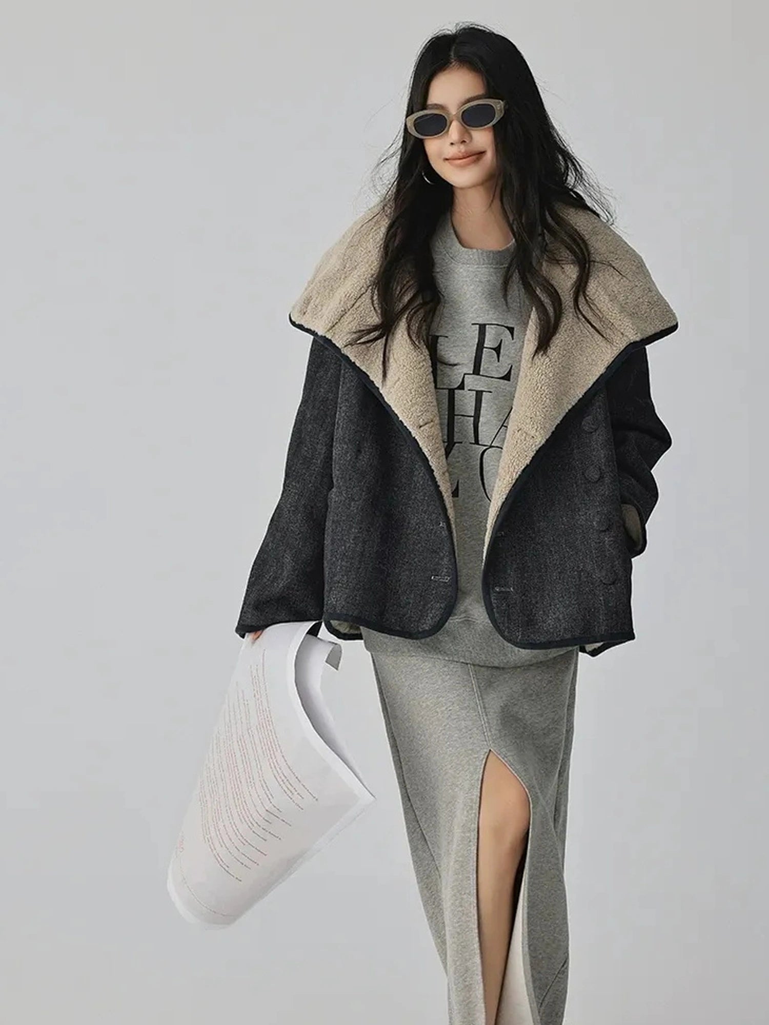 Retro Wool Collar Denim Jacket