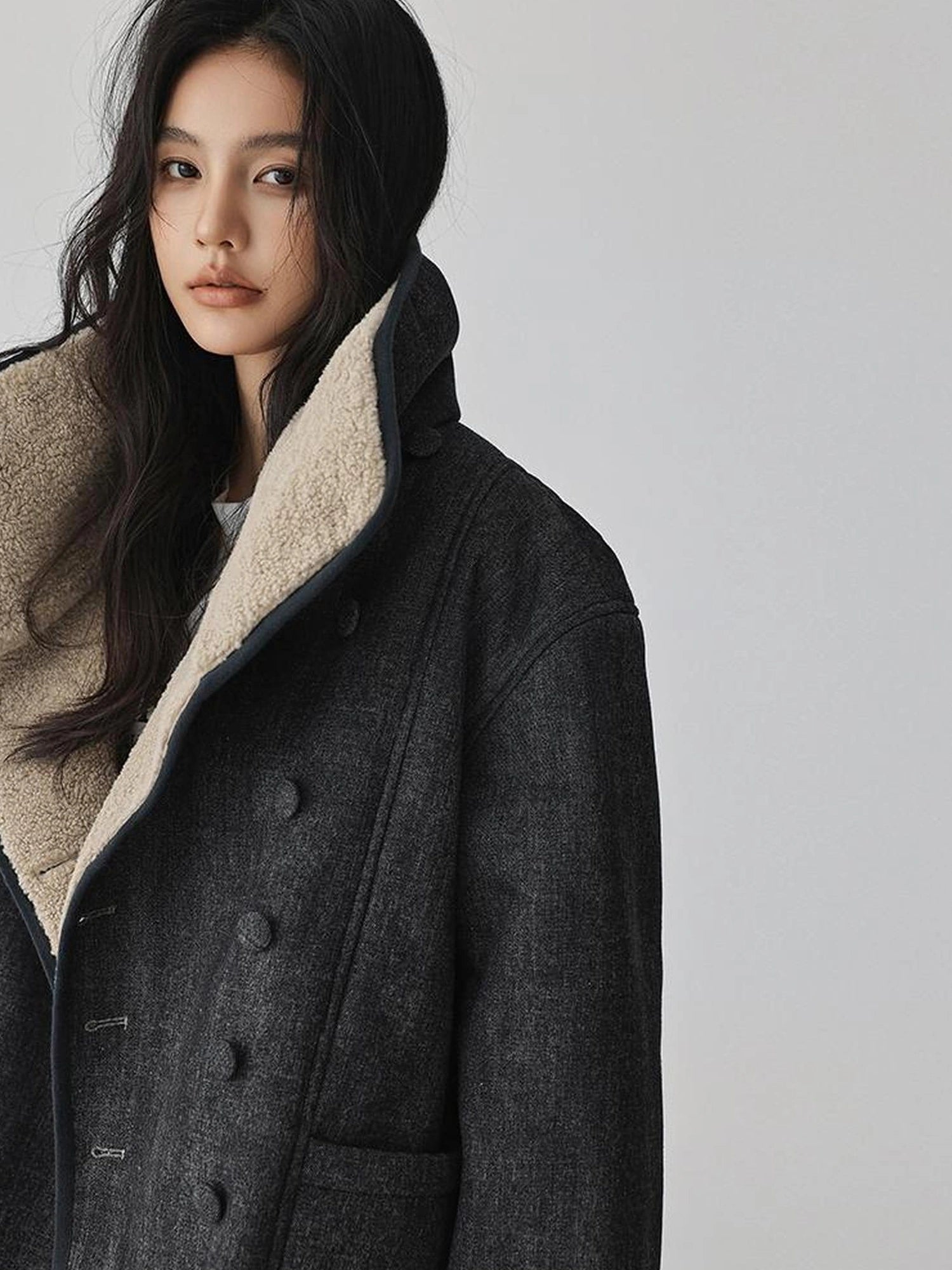 Retro Wool Collar Denim Jacket