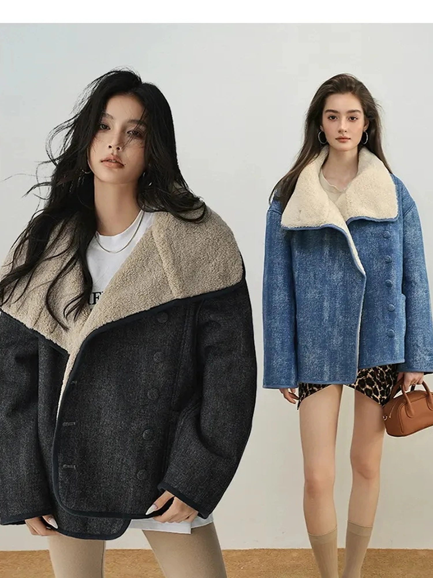 Retro Wool Collar Denim Jacket