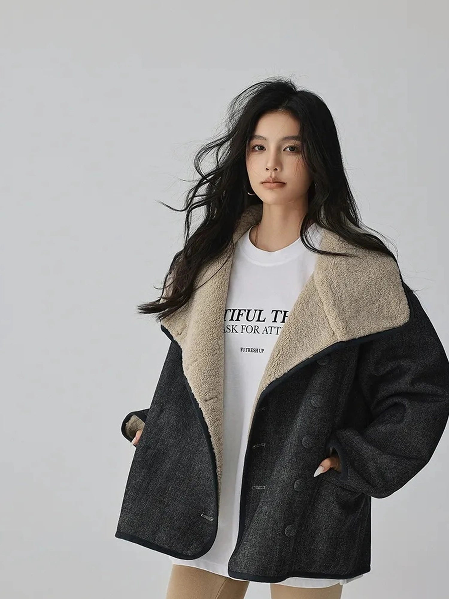 Retro Wool Collar Denim Jacket