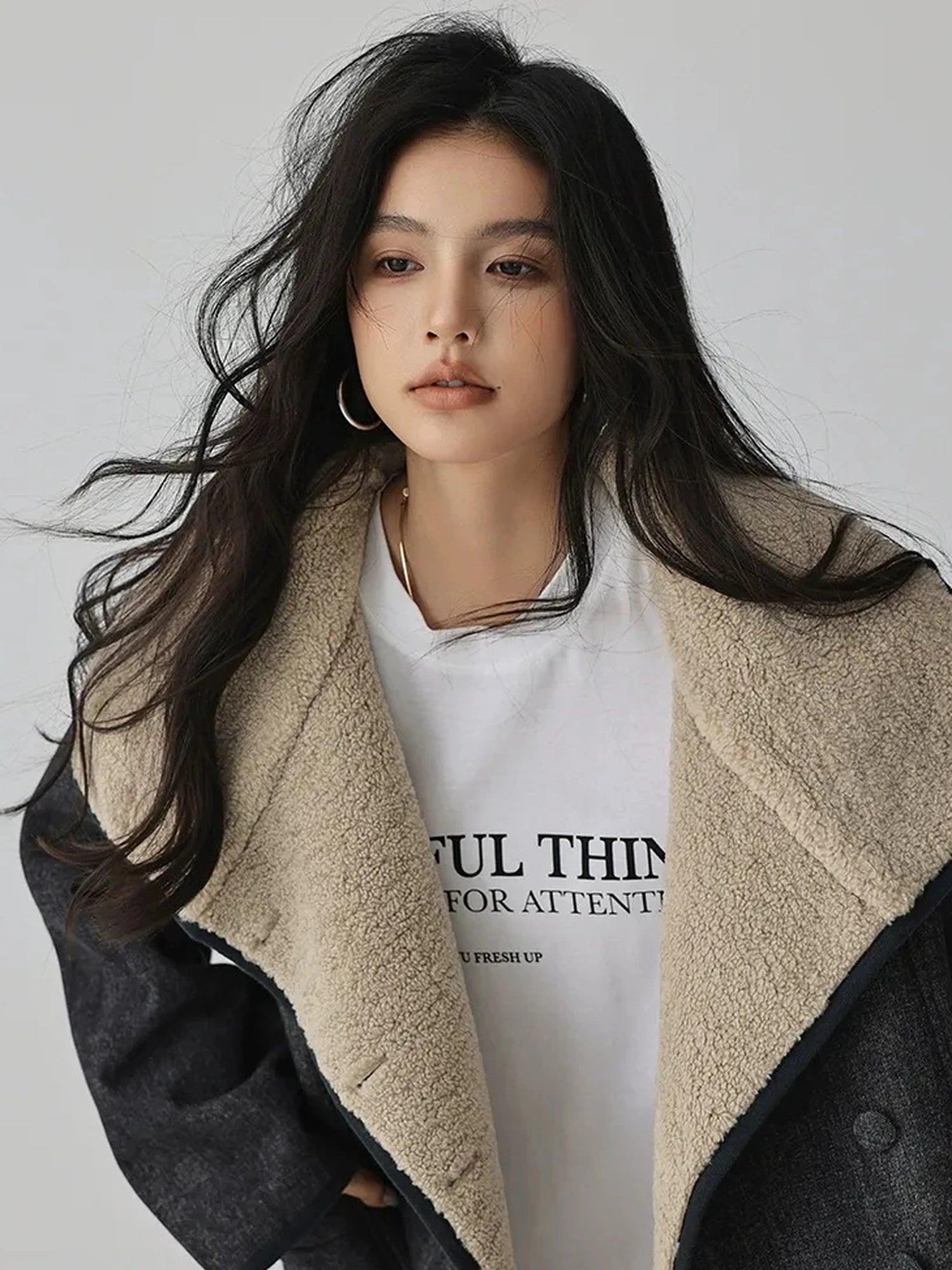 Retro Wool Collar Denim Jacket