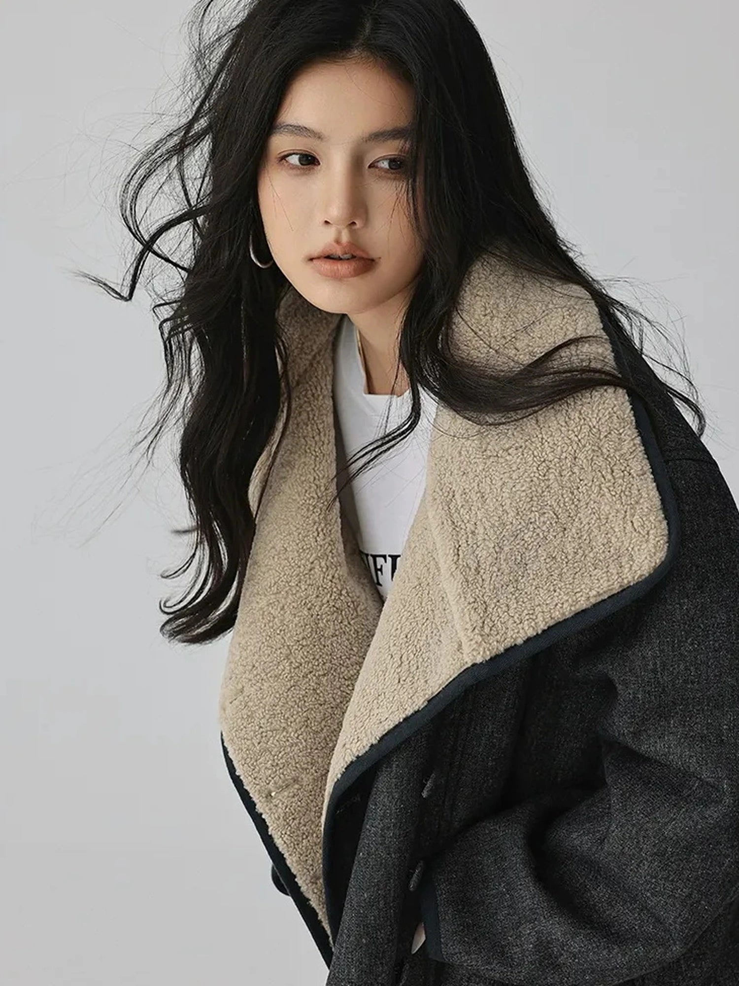 Retro Wool Collar Denim Jacket