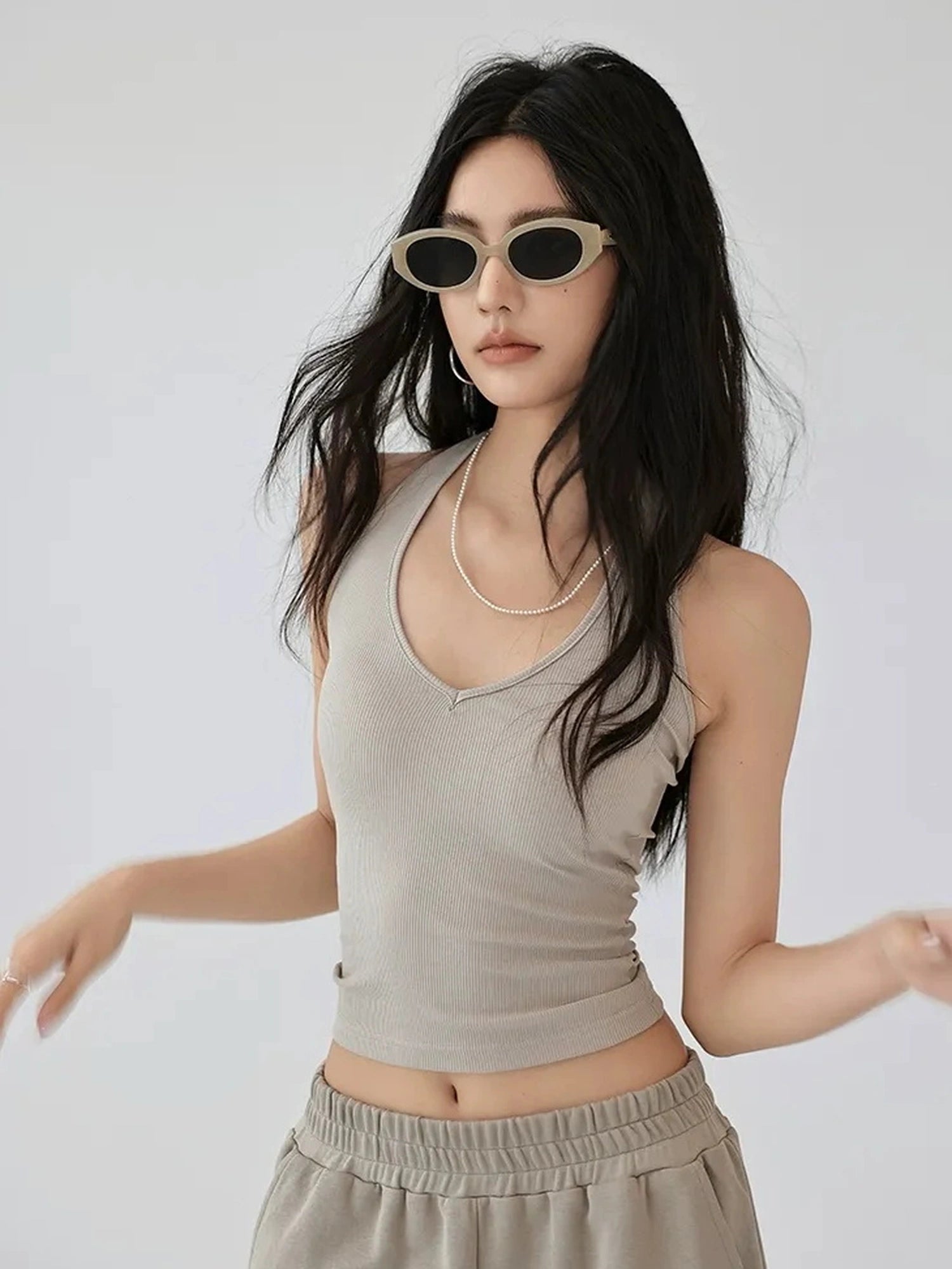 FU FRESH UP Sculptural Halter Neck Top