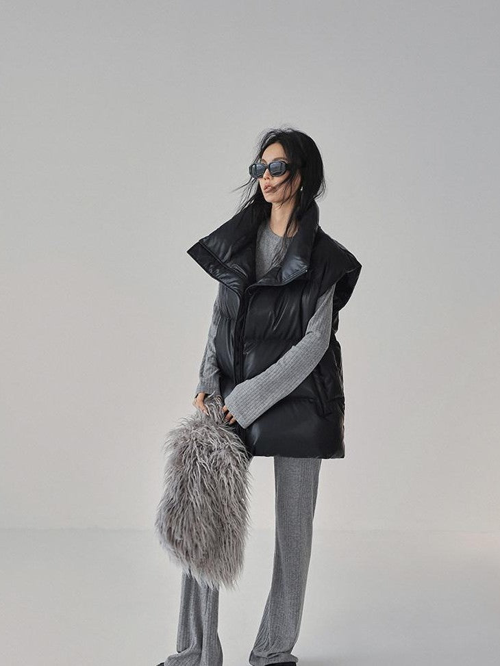 FU FRESH UP Sheepskin Texture Stand Collar 90 White Duck Women&