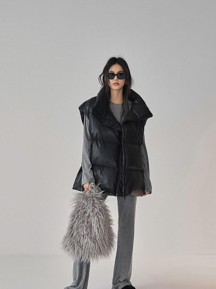 FU FRESH UP Sheepskin Texture Stand Collar 90 White Duck Women&