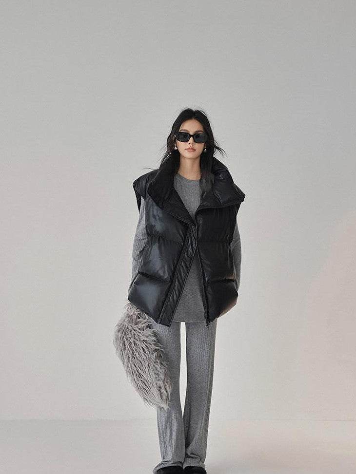 FU FRESH UP Sheepskin Texture Stand Collar 90 White Duck Women&