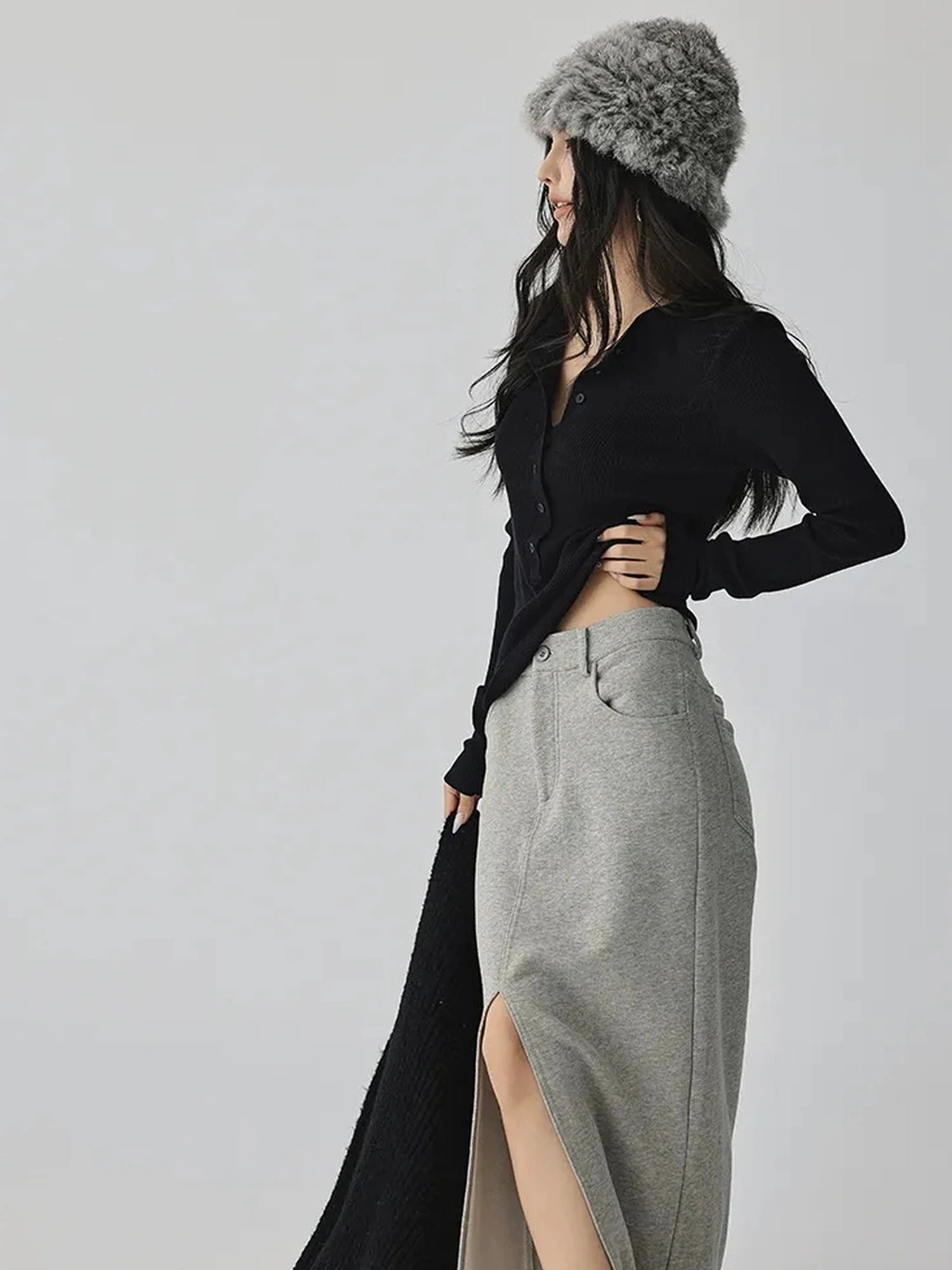 FU FRESH UP Silk Blend Henley Knit Top