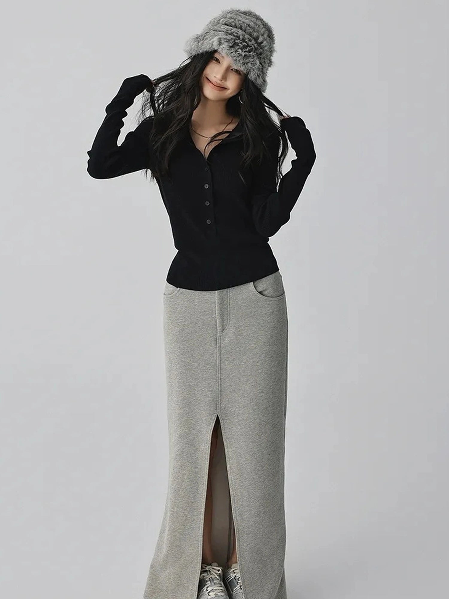 FU FRESH UP Silk Blend Henley Knit Top