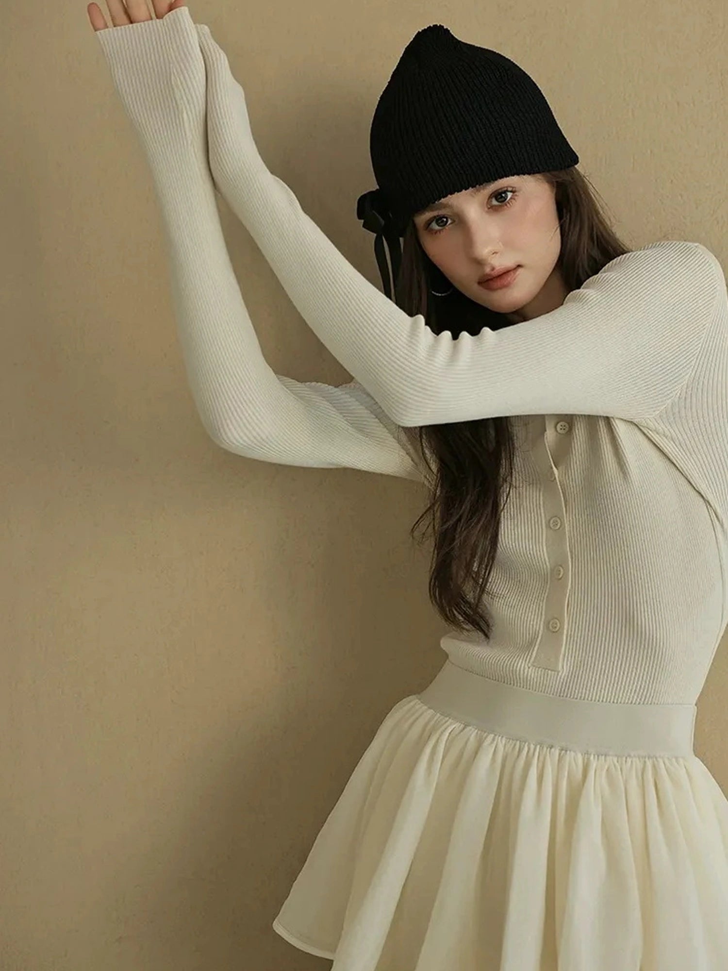 FU FRESH UP Silk Blend Henley Knit Top