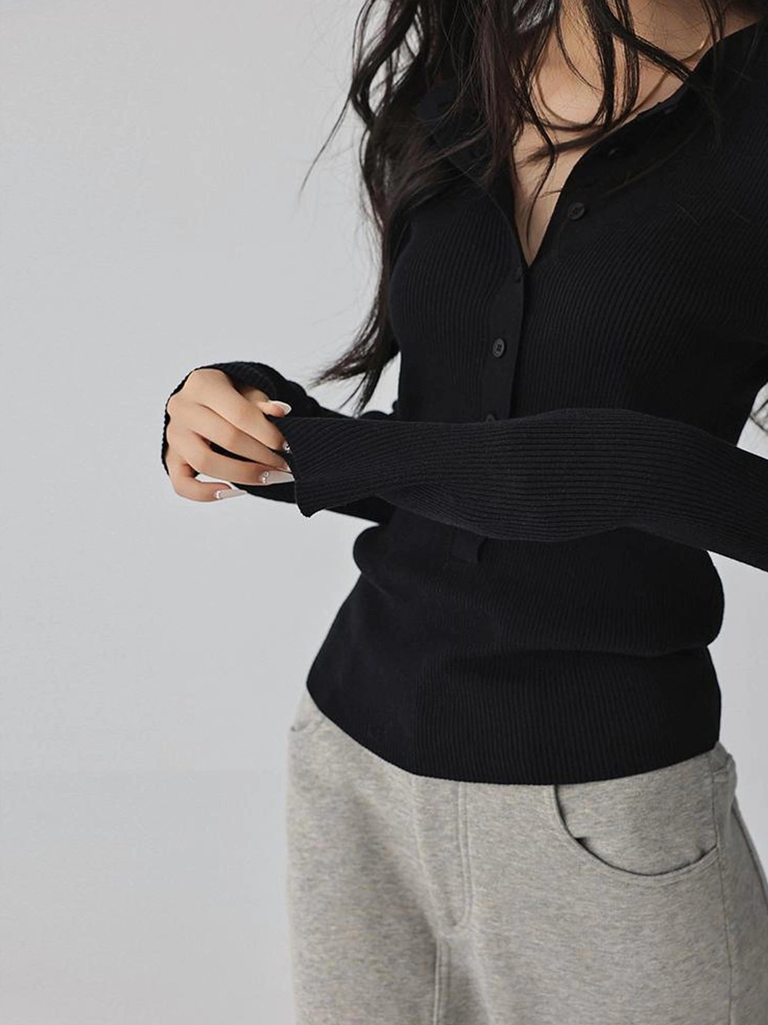 FU FRESH UP Silk Blend Henley Knit Top