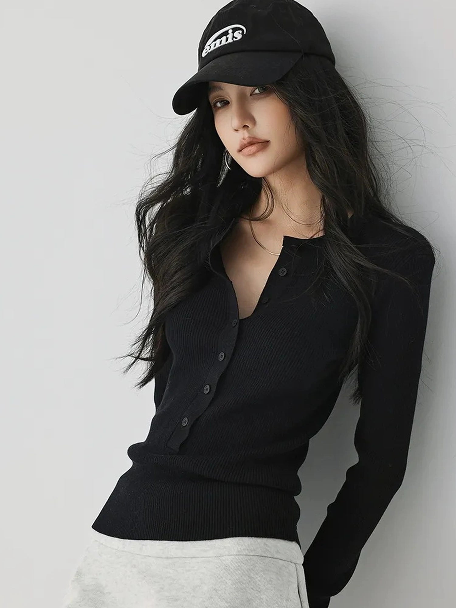 FU FRESH UP Silk Blend Henley Knit Top