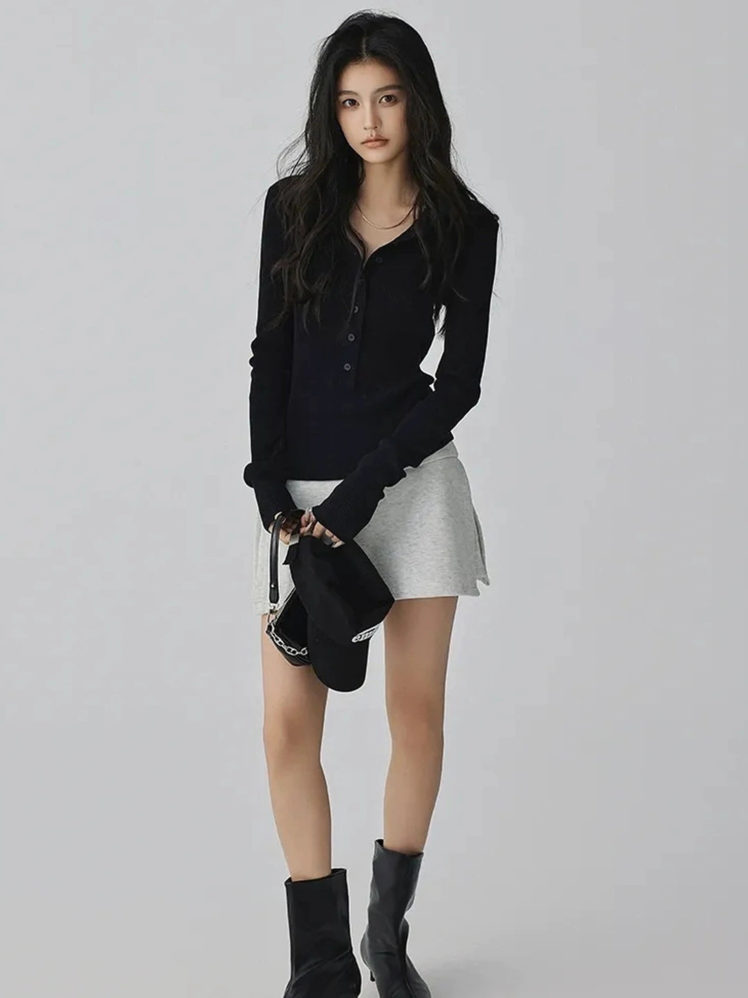 FU FRESH UP Silk Blend Henley Knit Top