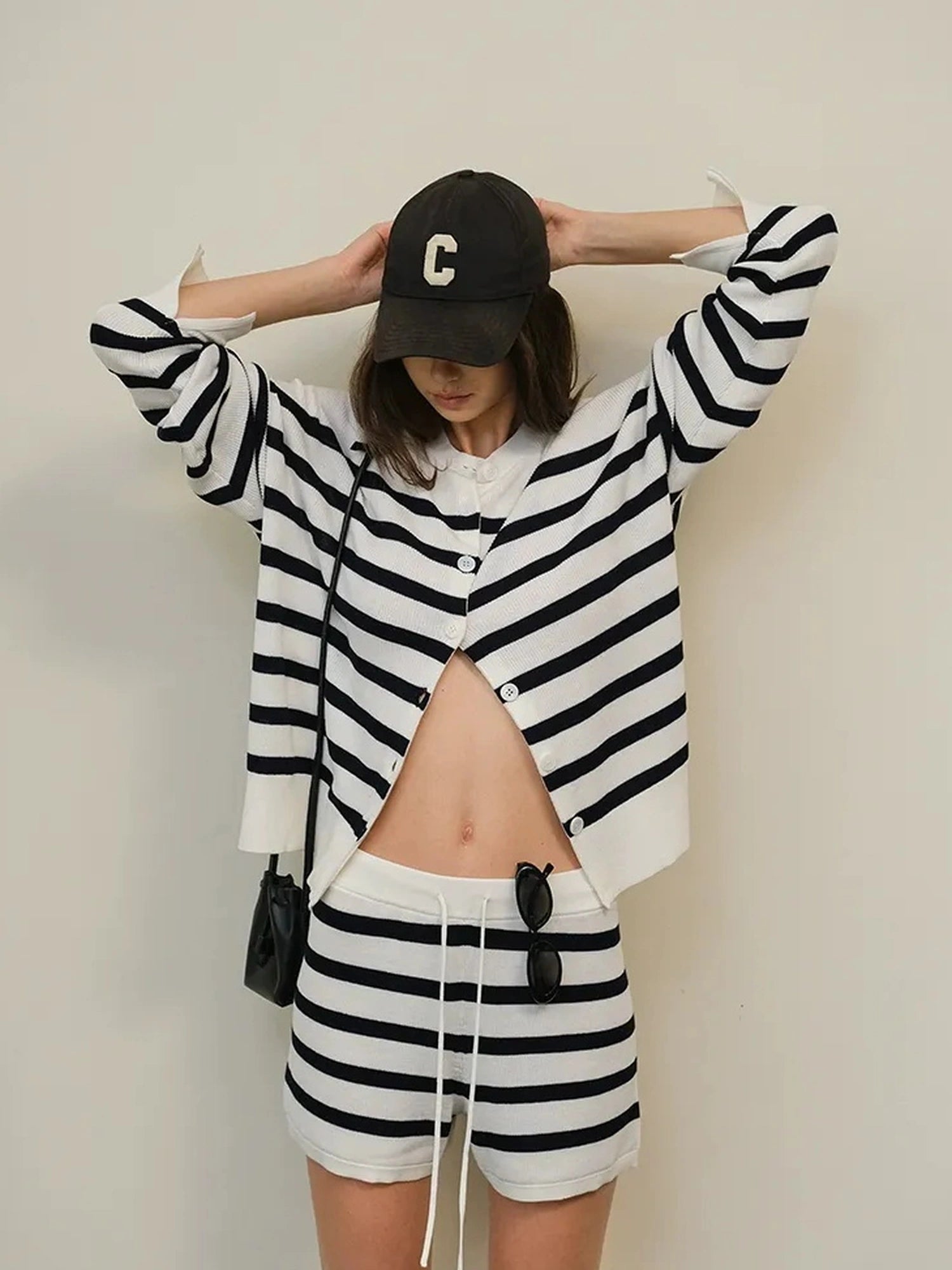 FU FRESH UP Silk Blend Striped Knit Lounge Set