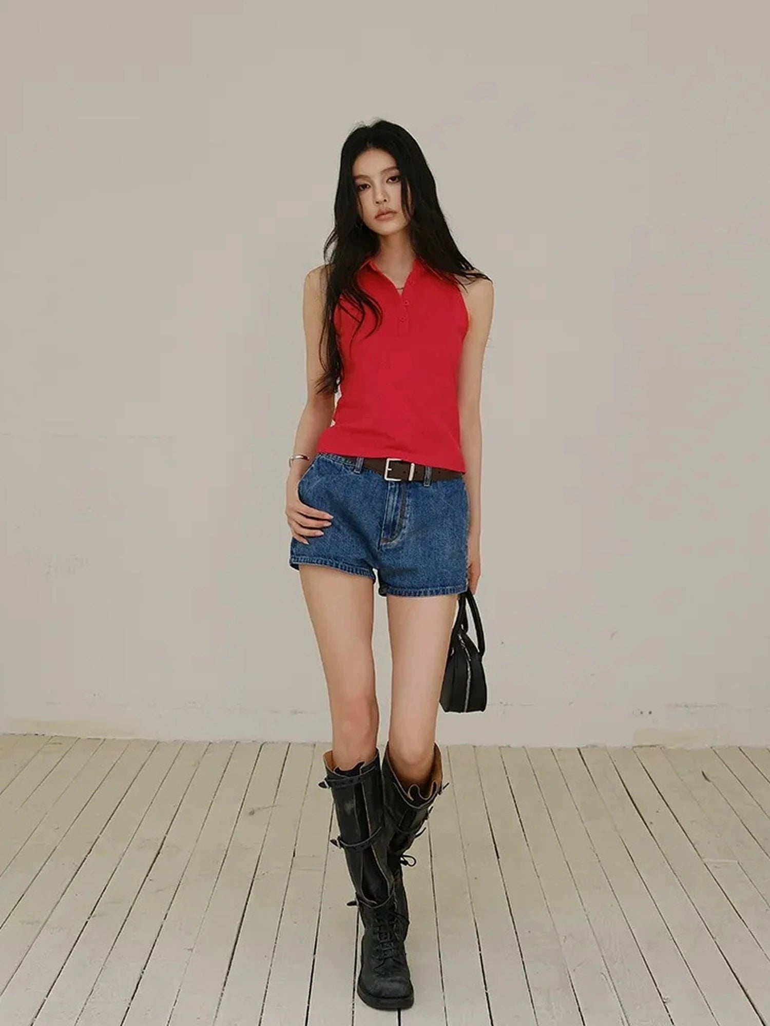 FU FRESH UP Slim Fit Polo Tank Top With Collar
