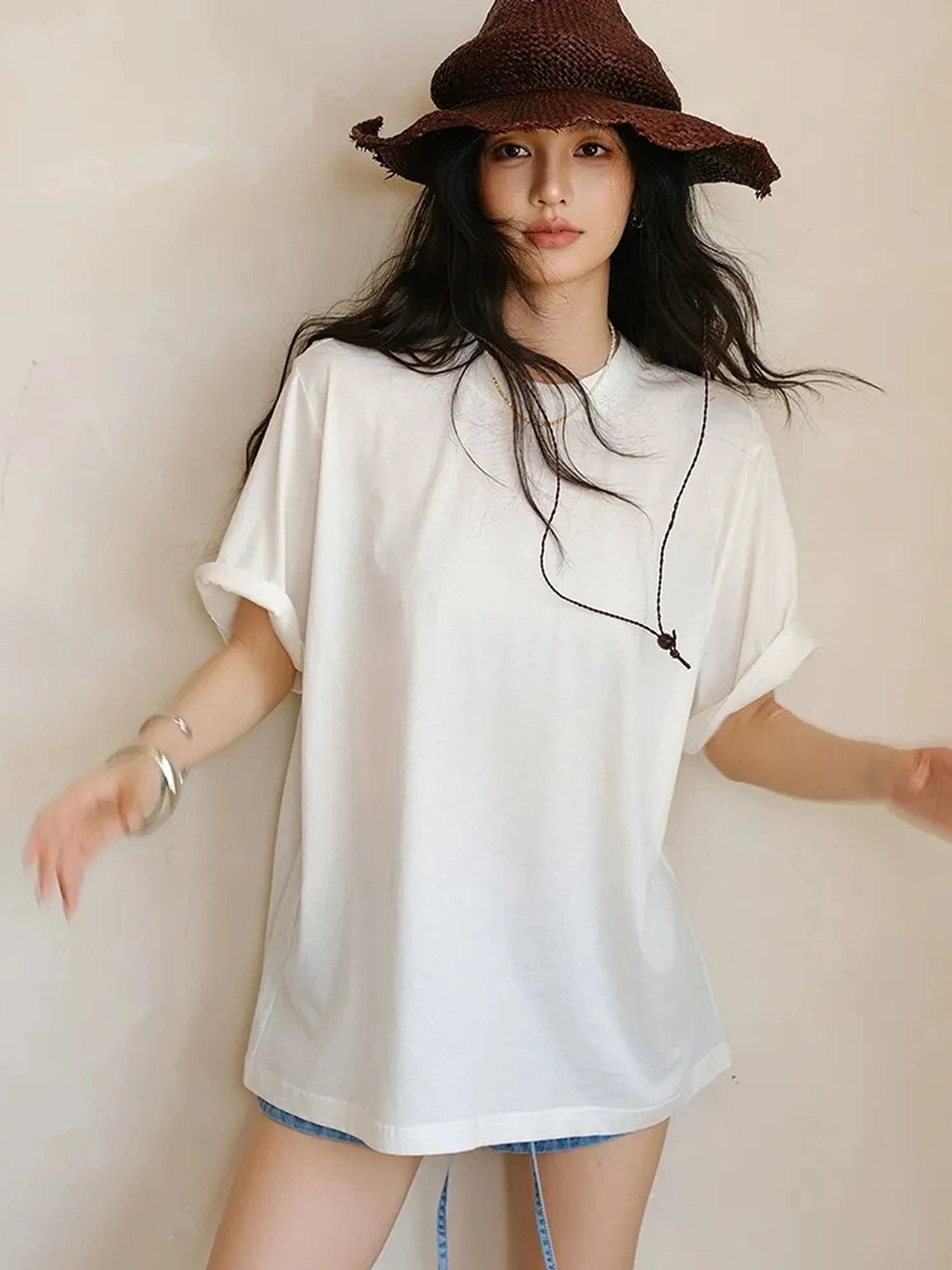 Soft Breathe Wool Silk Blend V-neck T-shirt Long Sleeve