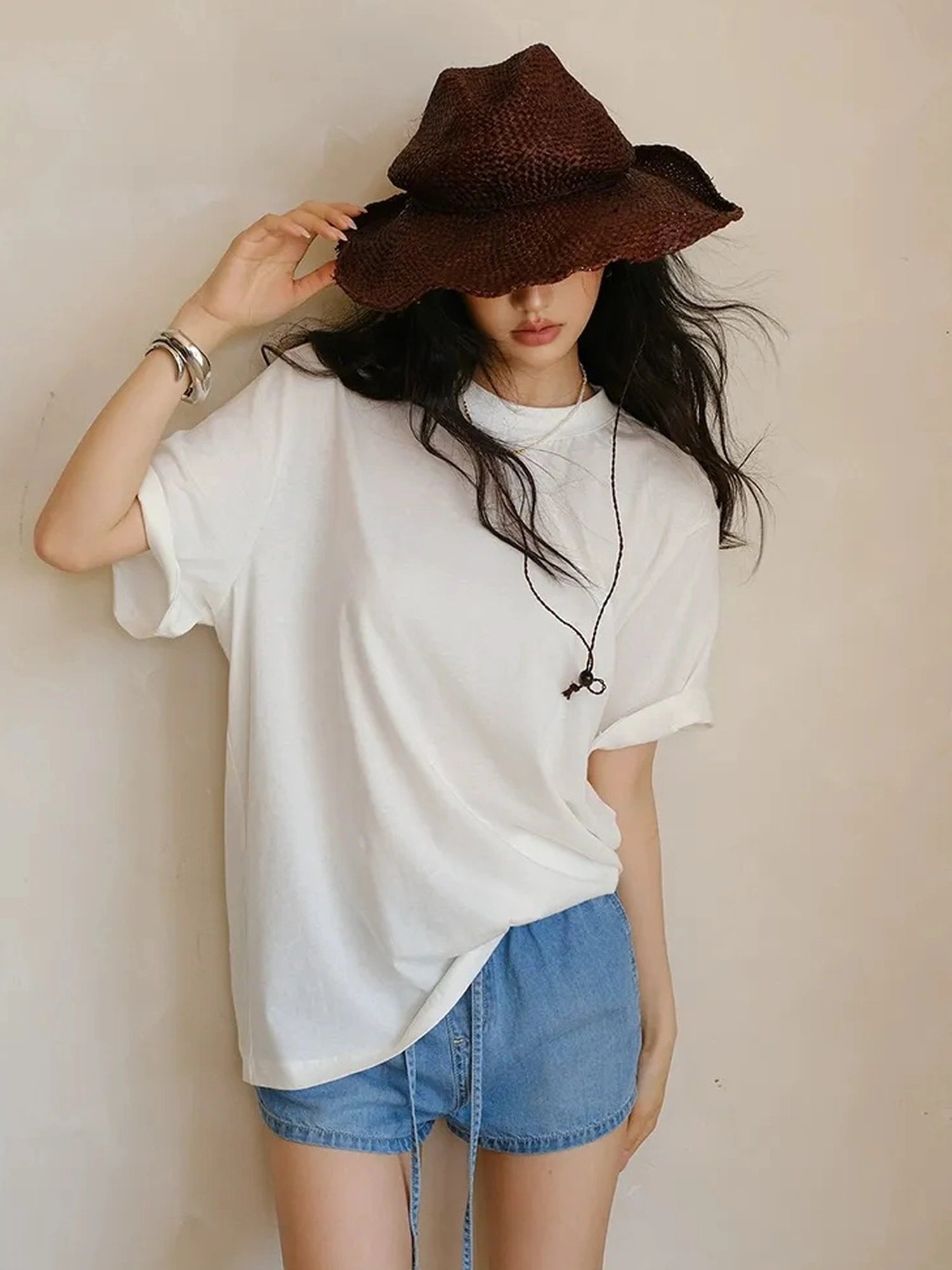 Soft Breathe Wool Silk Blend V-neck T-shirt Long Sleeve