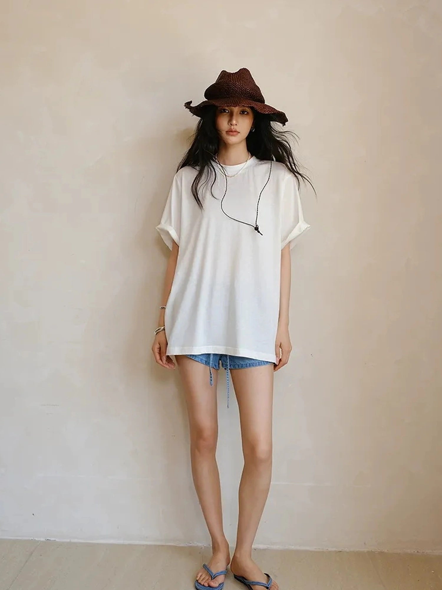 Soft Breathe Wool Silk Blend V-neck T-shirt Long Sleeve