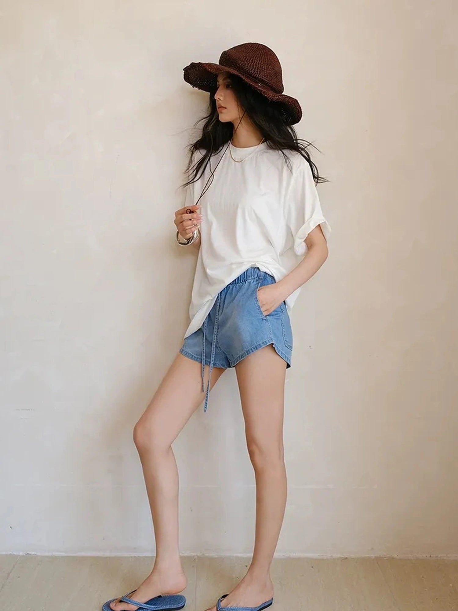 Soft Breathe Wool Silk Blend V-neck T-shirt Long Sleeve