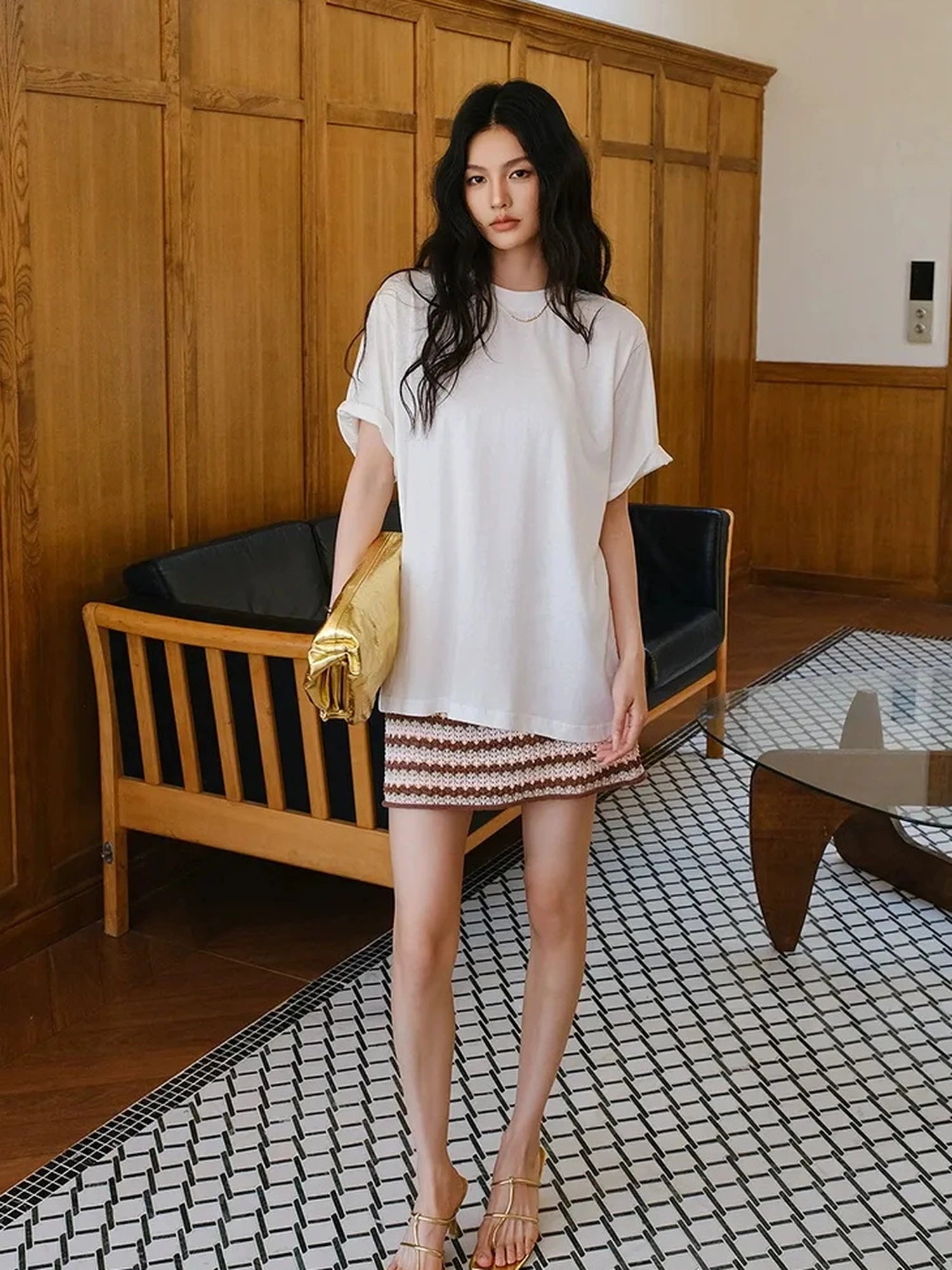 Soft Breathe Wool Silk Blend V-neck T-shirt Long Sleeve