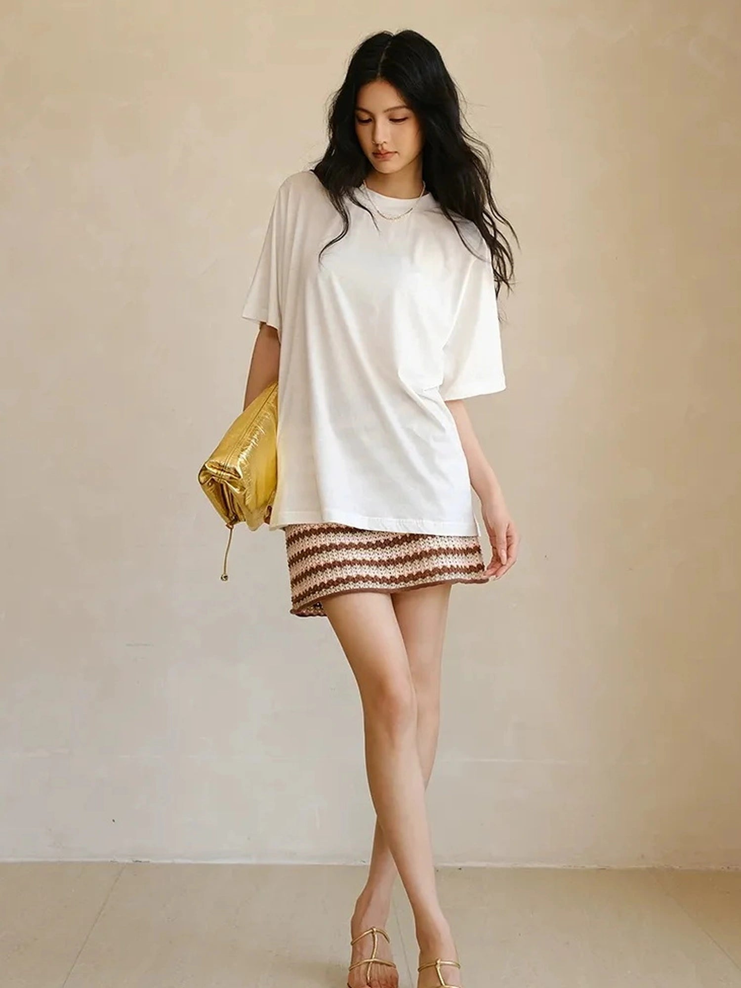 Soft Breathe Wool Silk Blend V-neck T-shirt Long Sleeve