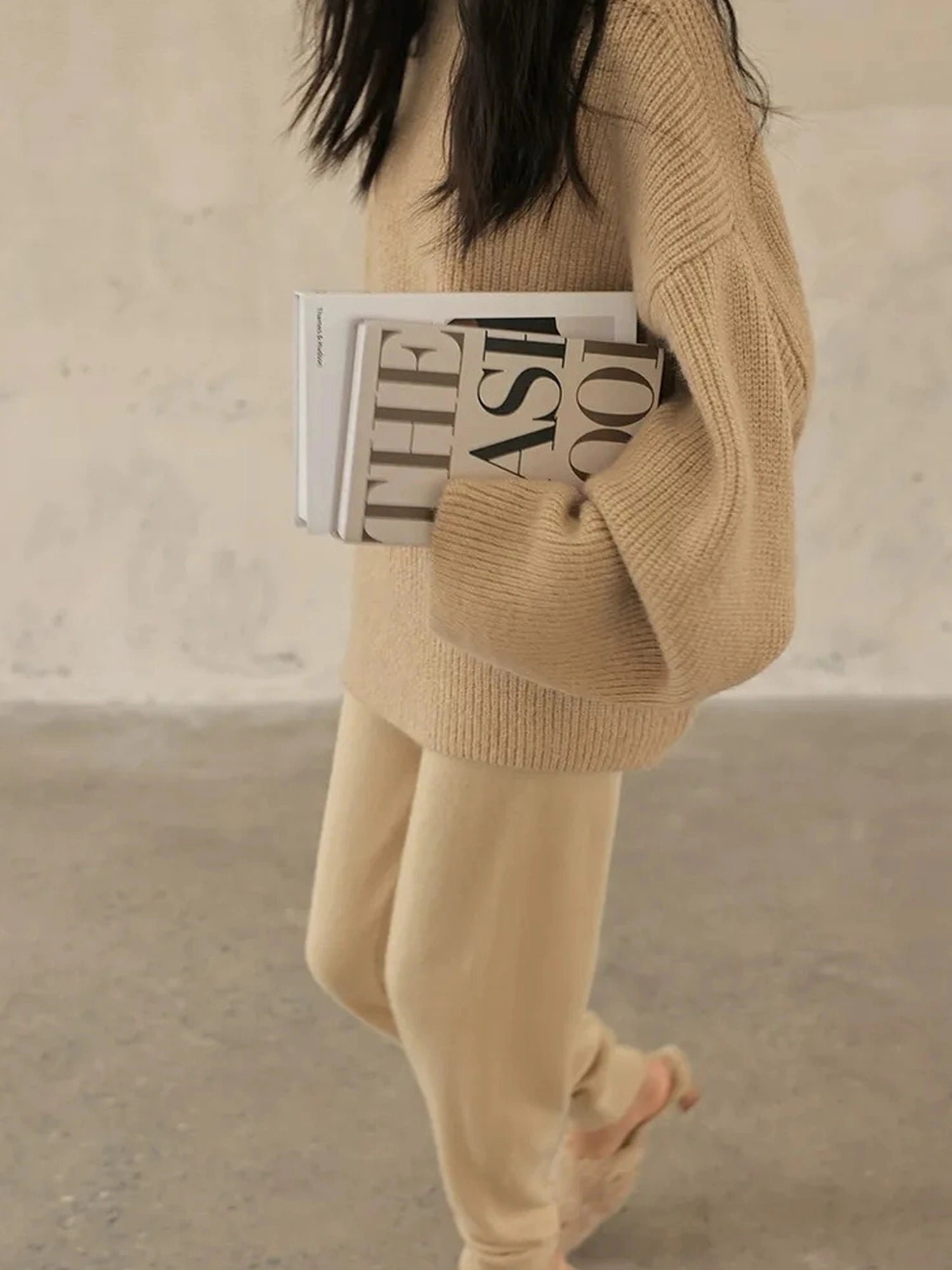 FU FRESH UP Soft Camel Knit High Neck Sweater