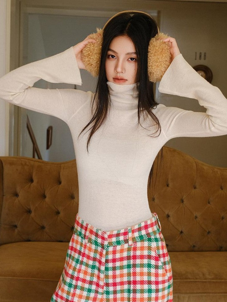 FU FRESH UP Soft Fine Knit Turtleneck Slim Fit Women&