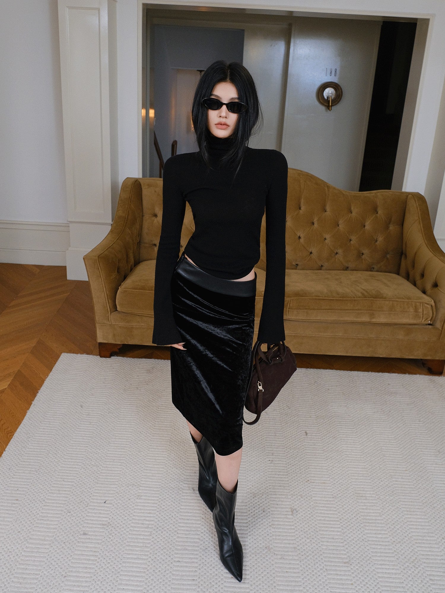 FU FRESH UP Soft Fine Knit Turtleneck Slim Fit Women&