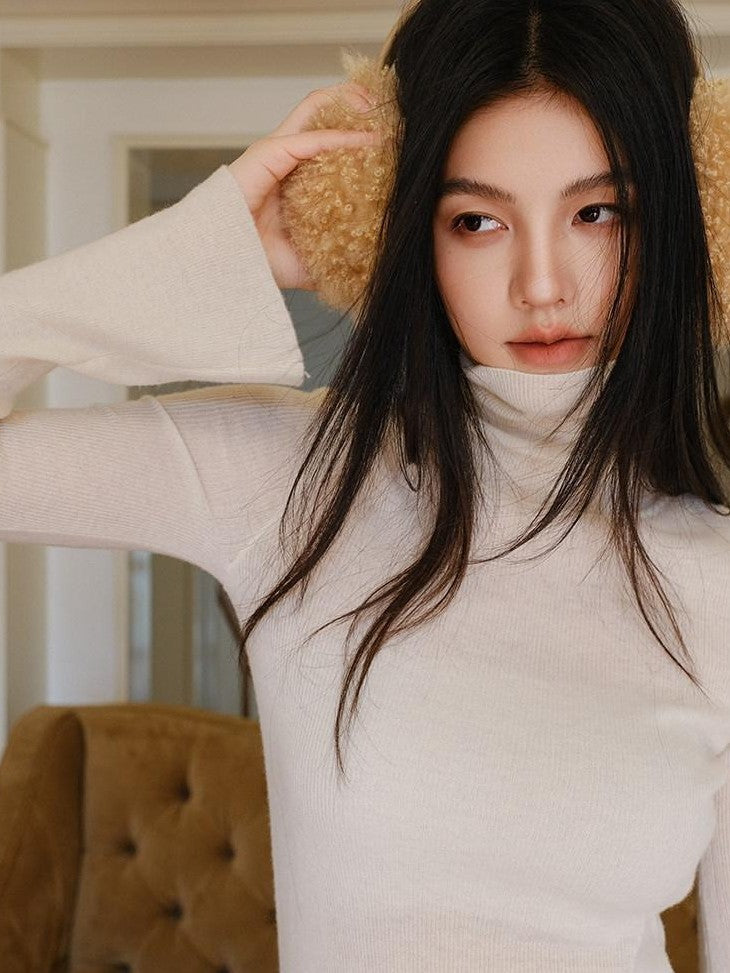 FU FRESH UP Soft Fine Knit Turtleneck Slim Fit Women&