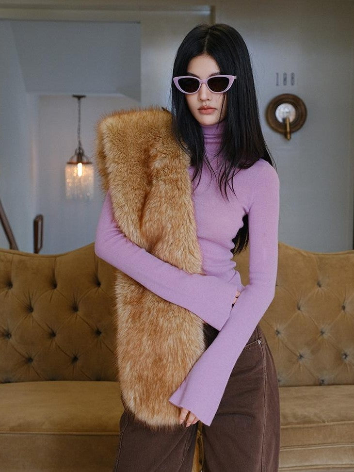 FU FRESH UP Soft Fine Knit Turtleneck Slim Fit Women&