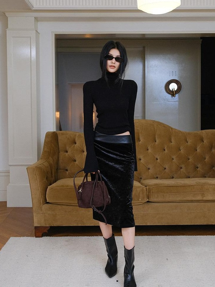 FU FRESH UP Soft Fine Knit Turtleneck Slim Fit Women&
