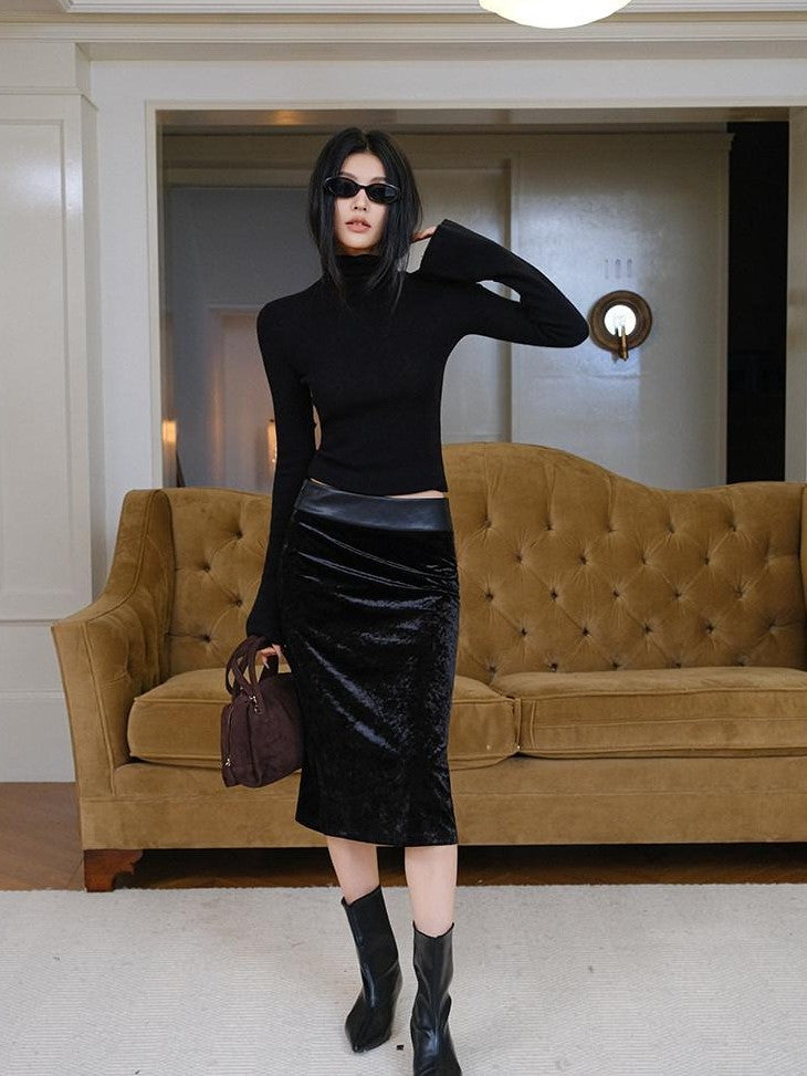 FU FRESH UP Soft Fine Knit Turtleneck Slim Fit Women&