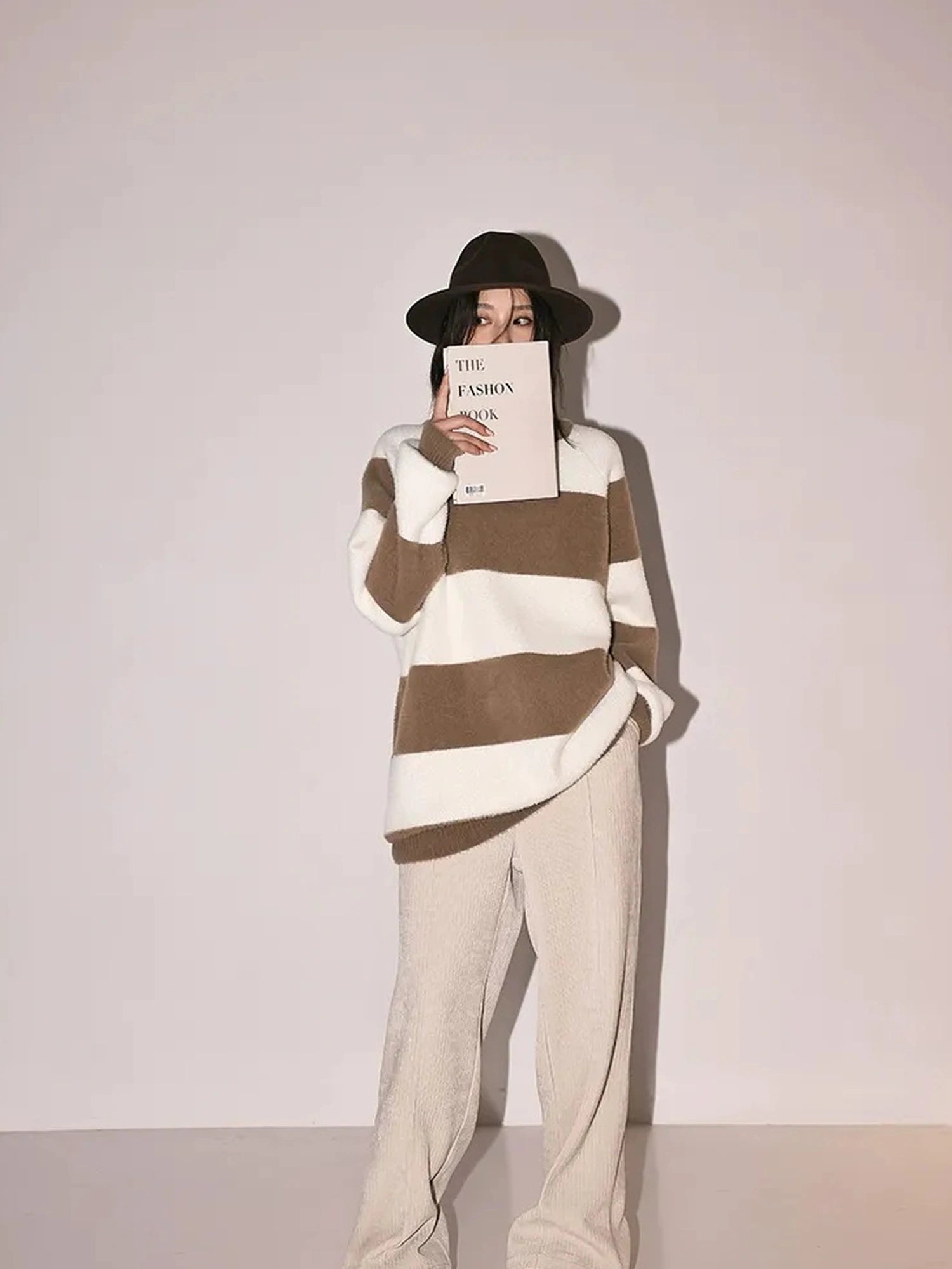 FU FRESH UP Soft High Neck Striped Sweater