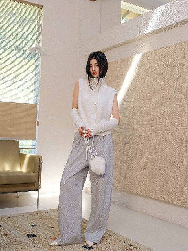 FU FRESH UP Soft Raccoon Plush Knitted High Neck Stacked Sleeve Women&