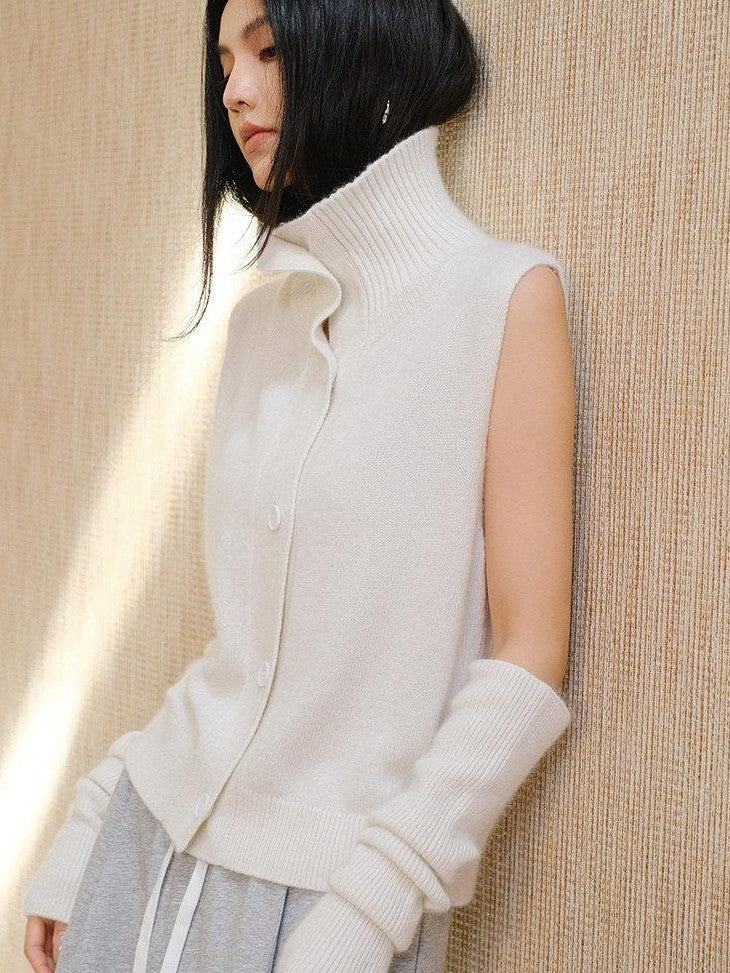FU FRESH UP Soft Raccoon Plush Knitted High Neck Stacked Sleeve Women&