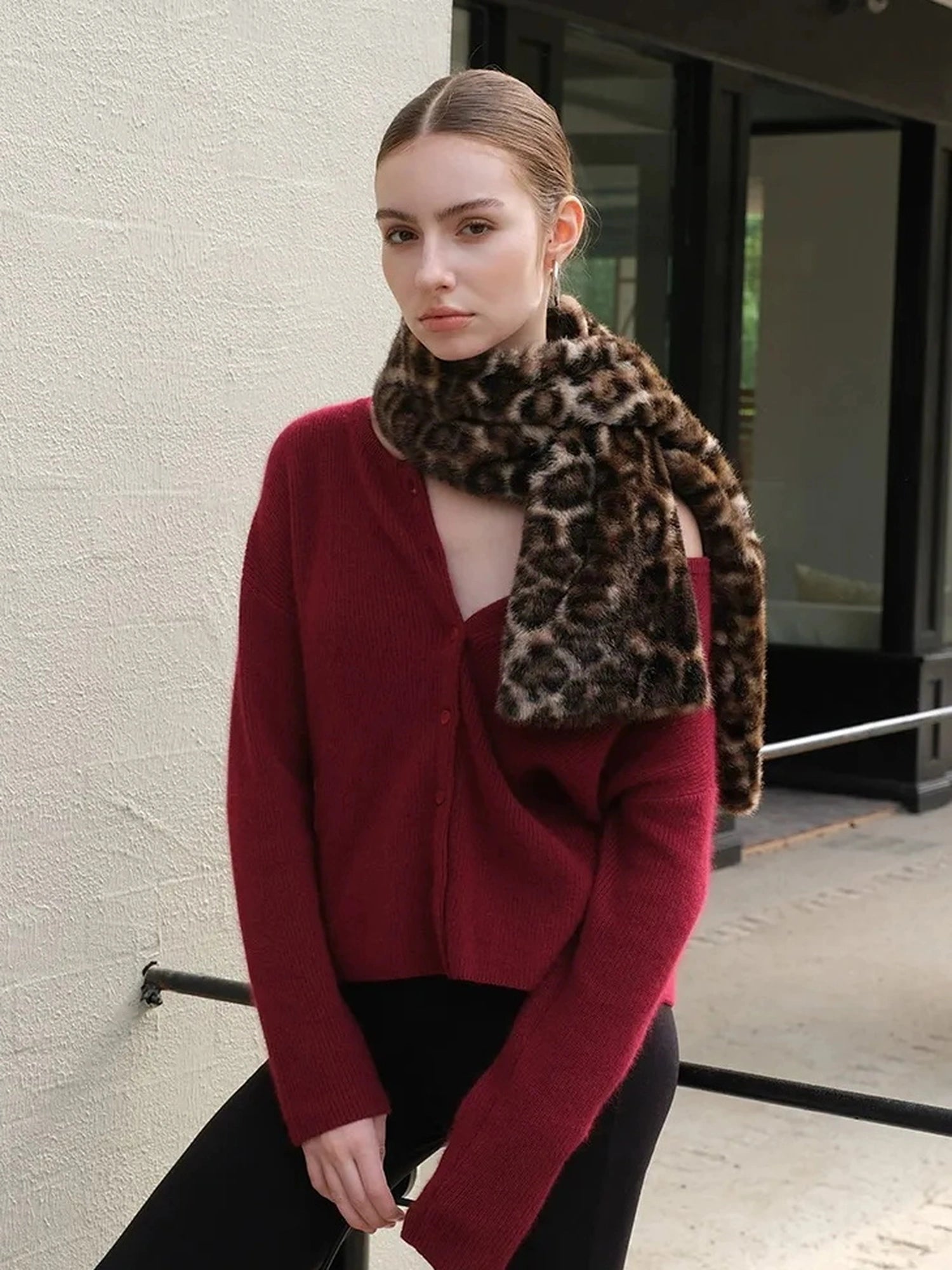FU FRESH UP Soft Raccoon Wool Blend Cardigan V-neck Long Sleeve